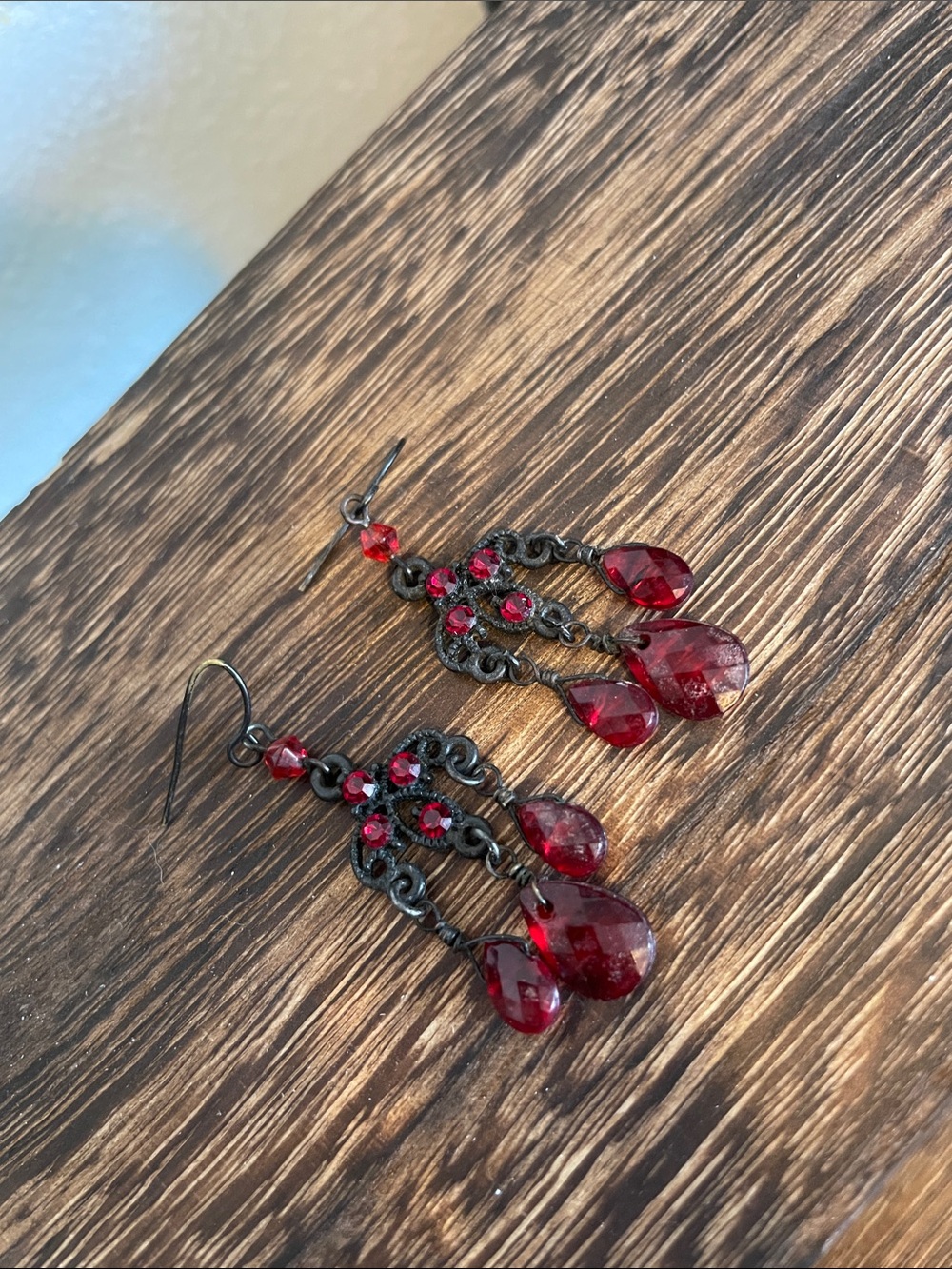 Red Crystal Chandelier Earrings